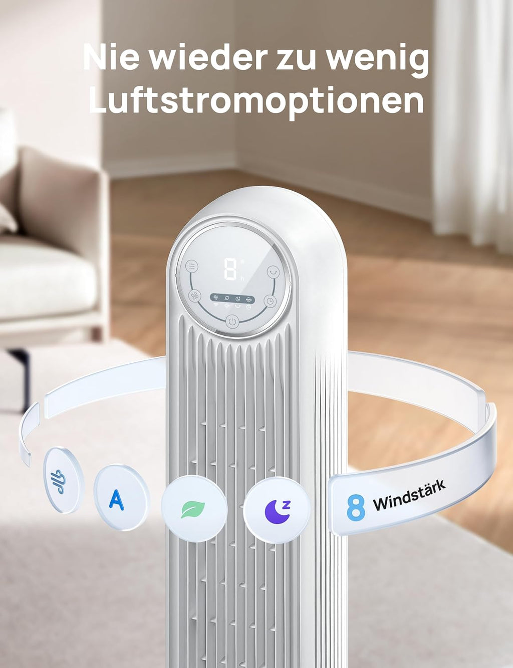 Dreo Smart 20dB Leiser Turmventilator – Draufsicht 6/8