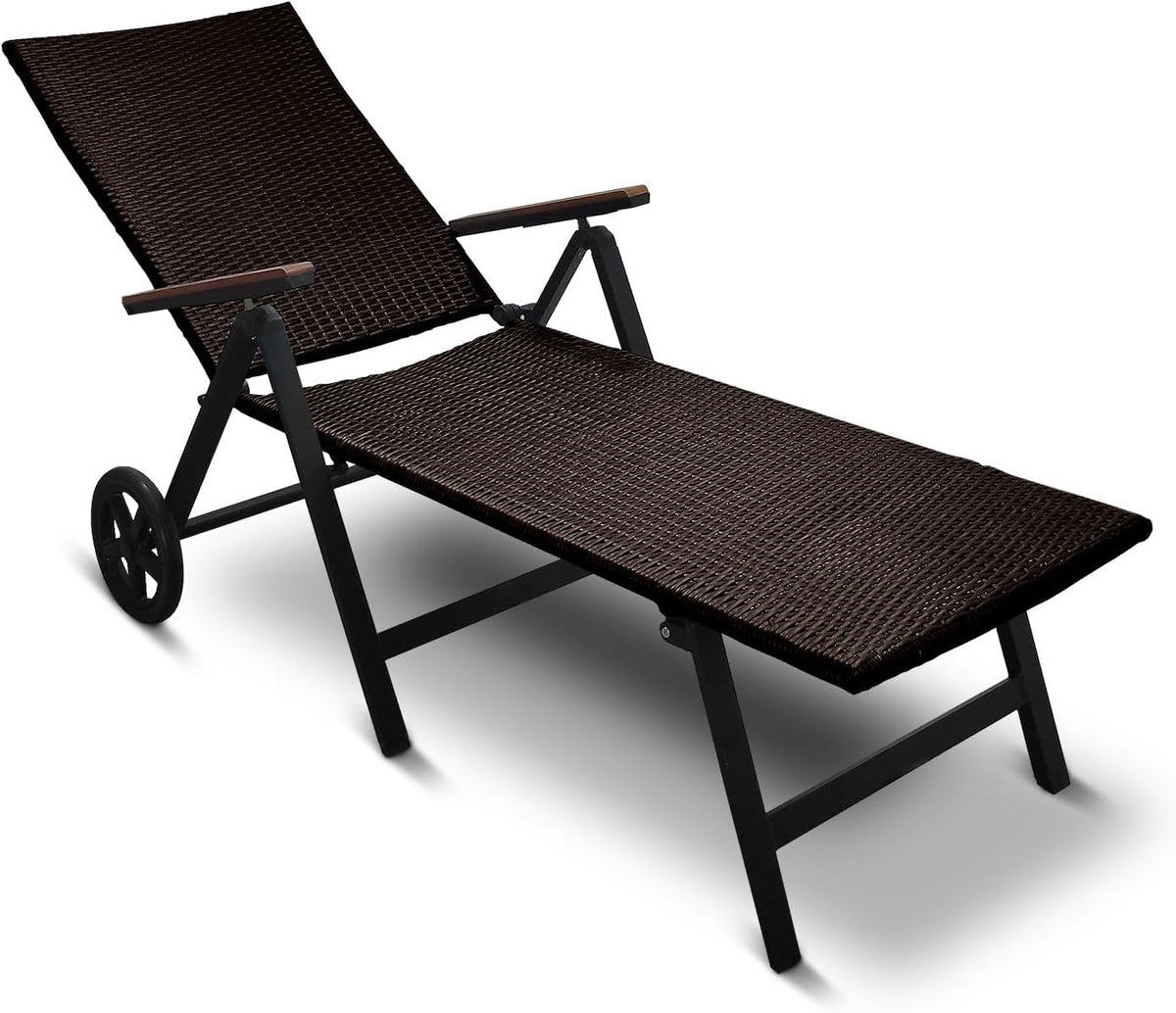 Aluminium Polyrattan Sonnenliege Braun – Detailansicht