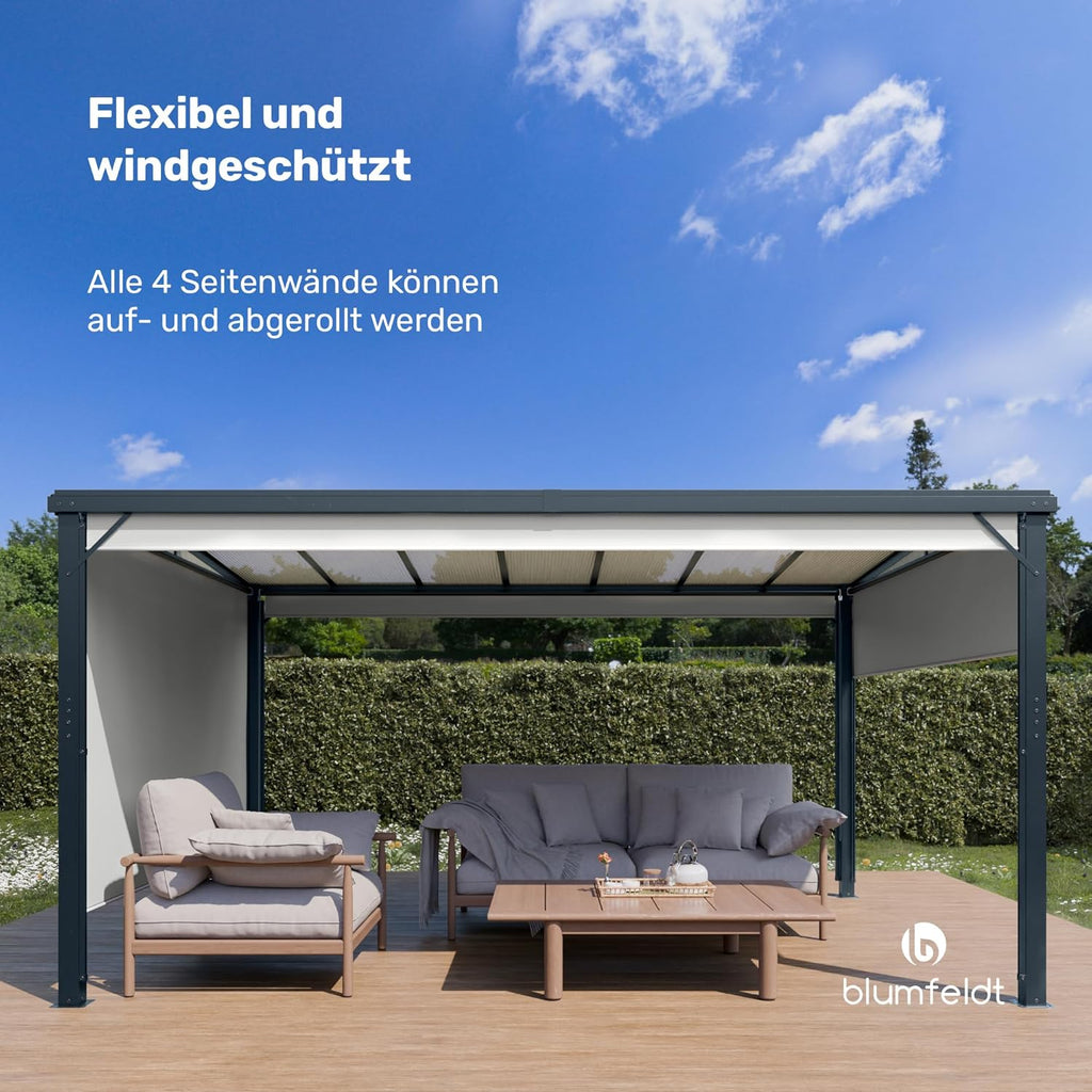 Polycarbonatdach der Pergola in der Detailansicht