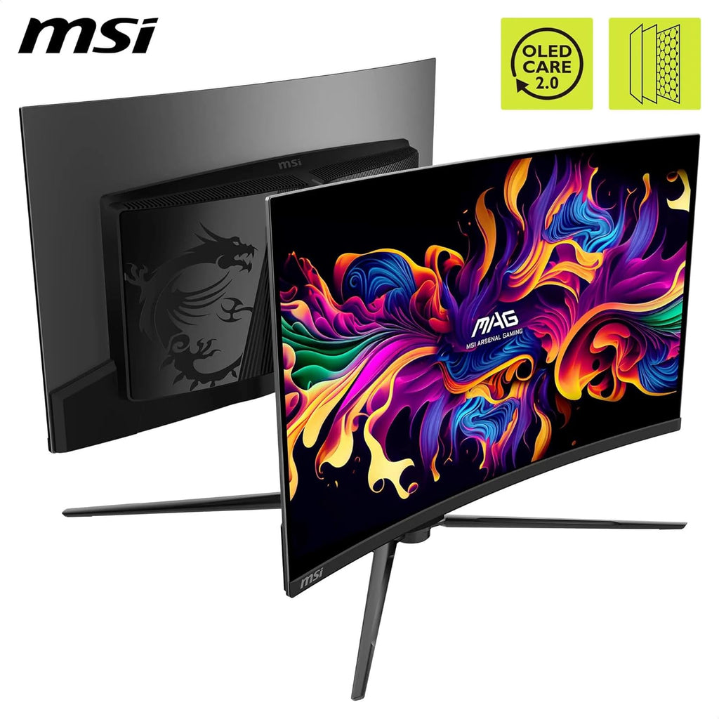 MSI MAG 321CUP QD-OLED aansluitingen aan de achterzijde detail