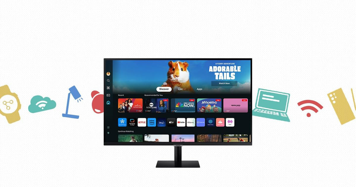 De Gaming Hub interface op het monitor scherm