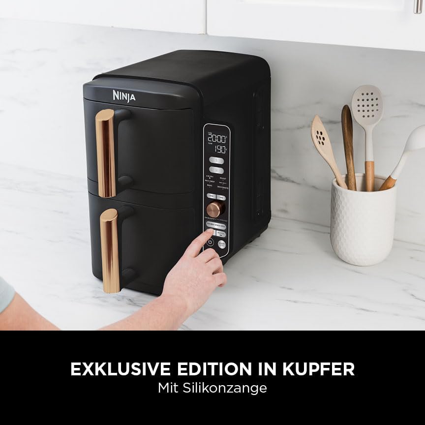 Ninja Double Stack XL Heißluftfritteuse in Schwarz/Kupfer