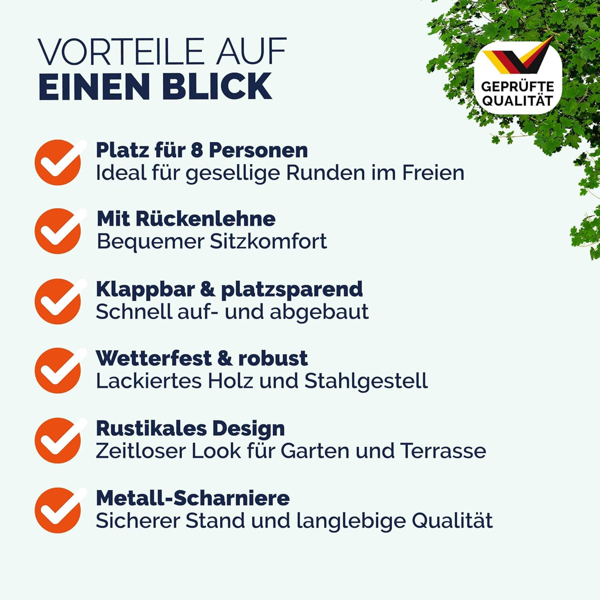 Produktbild: Casaria® Bierzeltgarnitur mit Lehne 170 cm Klappbar Stabil 2 – Größenangabe im Maß