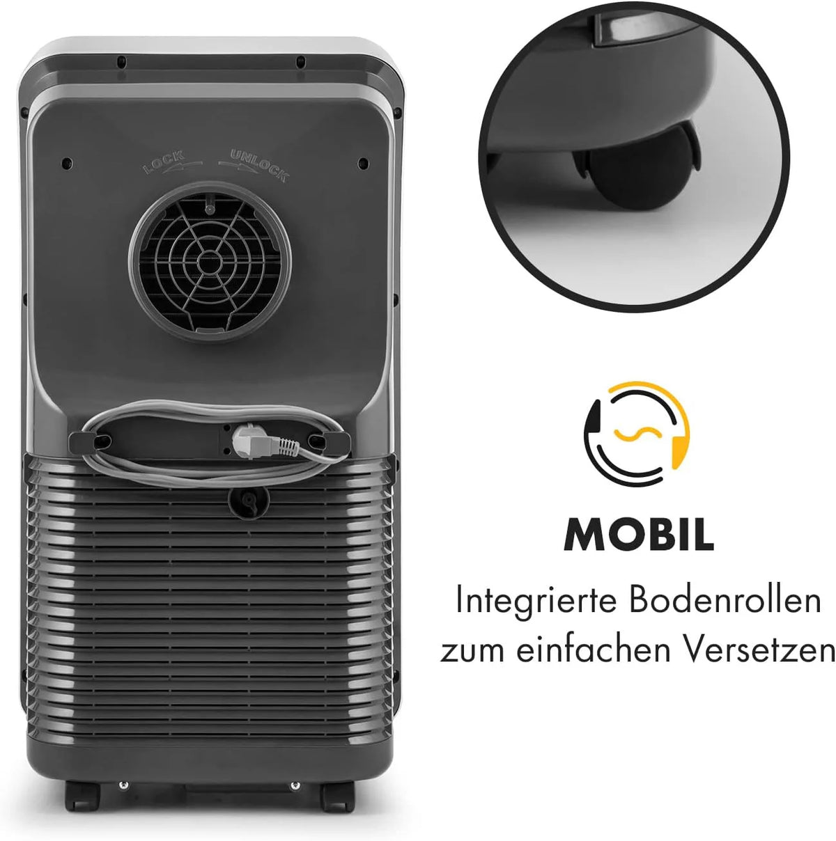 Produktbild: Klarstein Mobile Klimaanlage mit Abluftschlauch – Verpackung und Lieferumfang