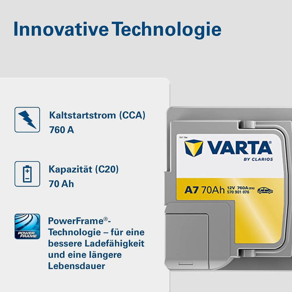 Abmessungen der VARTA 570 901 076 im Vergleich