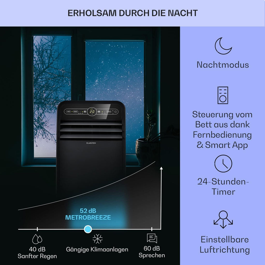 Produktbild: Klarstein Mobile Klimaanlage mit Abluftschlauch – Größenangabe im Maß