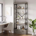 6 Bookshelves with Storage Drawers, High-Level Vertical Display Shelves, Wood and Metal Storage Shelves for Living Rooms, Bedrooms and Home Offices