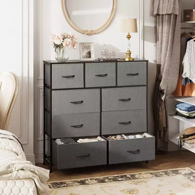 Commode de rangement en tissu à 9 tiroirs pour chambre, couloir