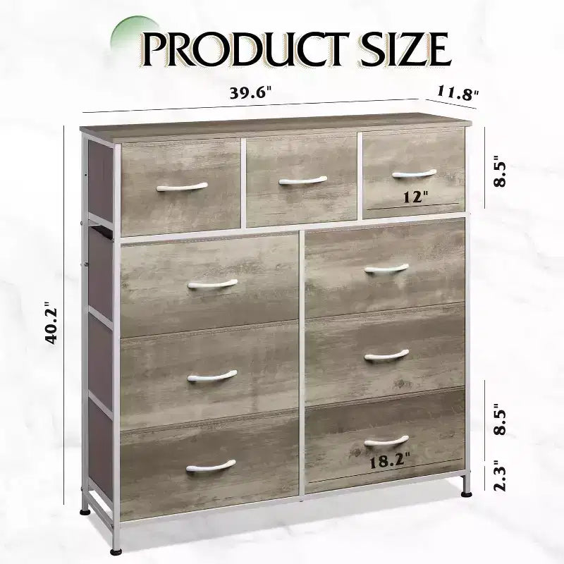 Commode de rangement en tissu à 9 tiroirs pour chambre, couloir