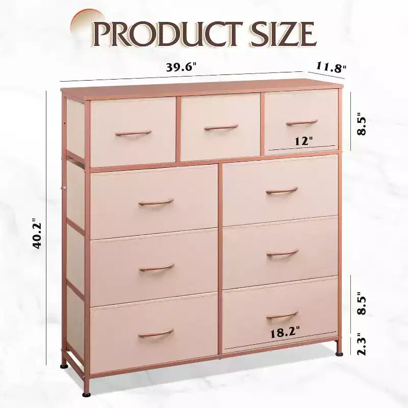 Commode de rangement en tissu à 9 tiroirs pour chambre, couloir