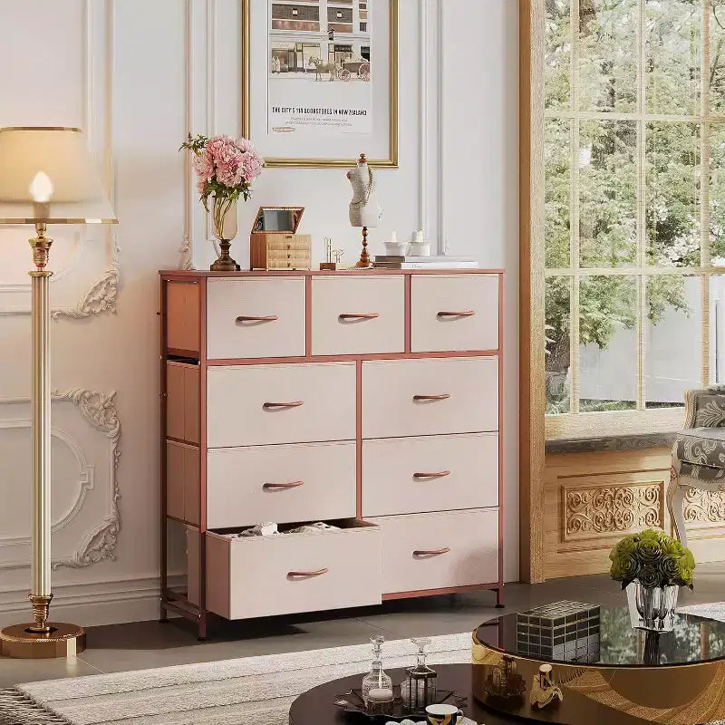 Commode de rangement en tissu à 9 tiroirs pour chambre, couloir