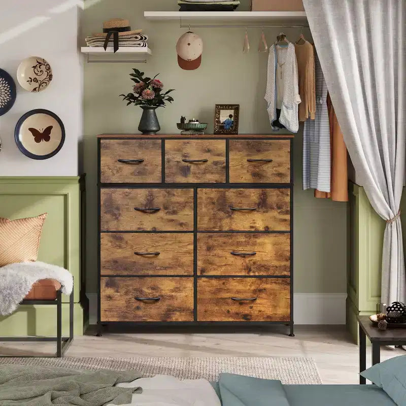 Commode de rangement en tissu à 9 tiroirs pour chambre, couloir