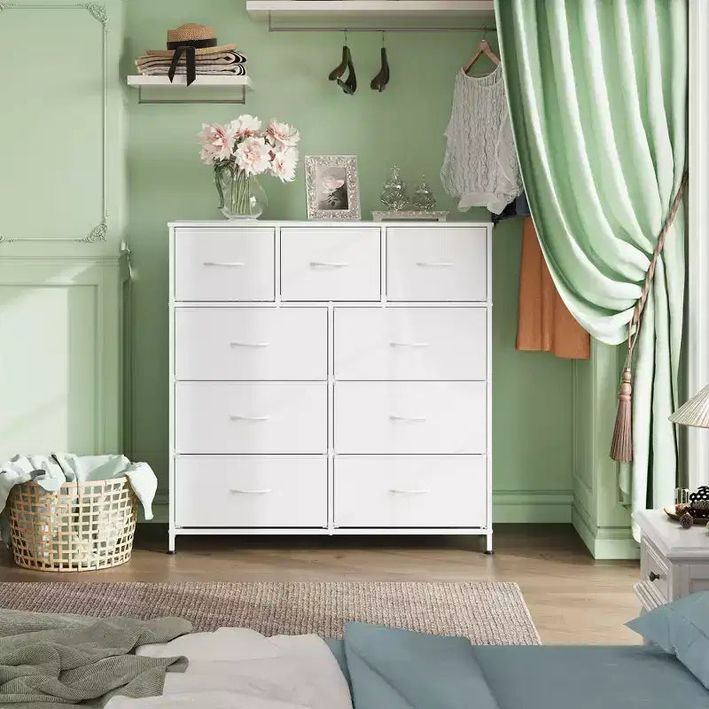 Commode de rangement en tissu à 9 tiroirs pour chambre, couloir