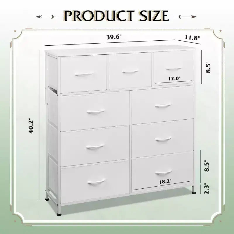 Commode de rangement en tissu à 9 tiroirs pour chambre, couloir
