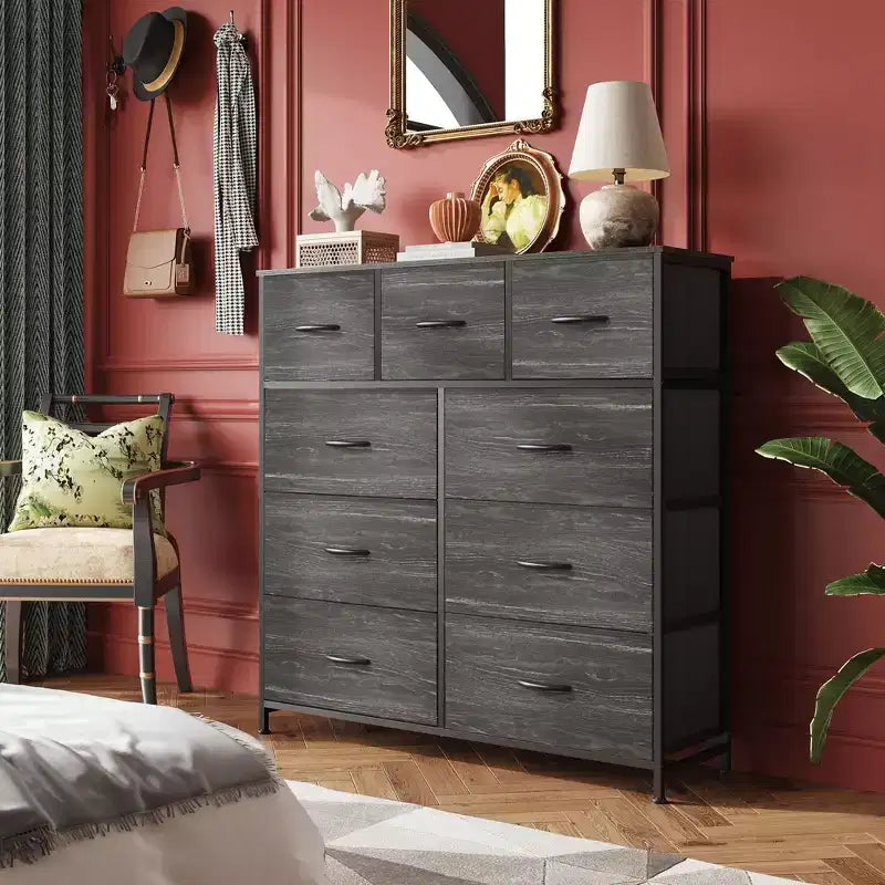 Commode de rangement en tissu à 9 tiroirs pour chambre, couloir