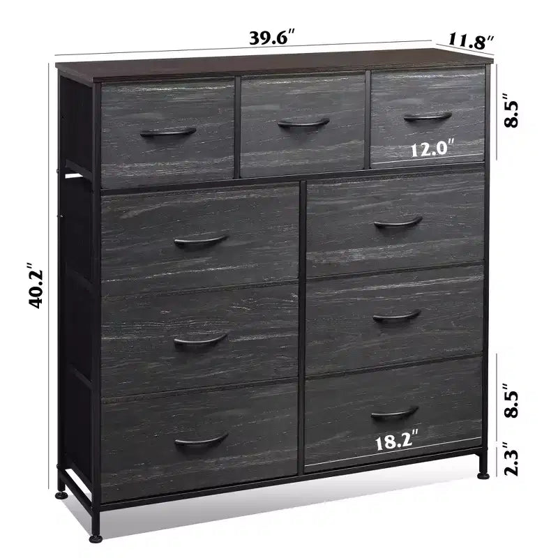 Commode de rangement en tissu à 9 tiroirs pour chambre, couloir