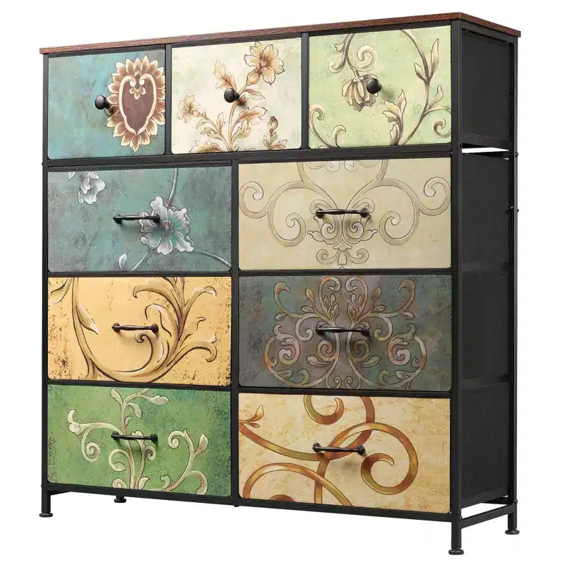 Commode de rangement en tissu à 9 tiroirs pour chambre, couloir