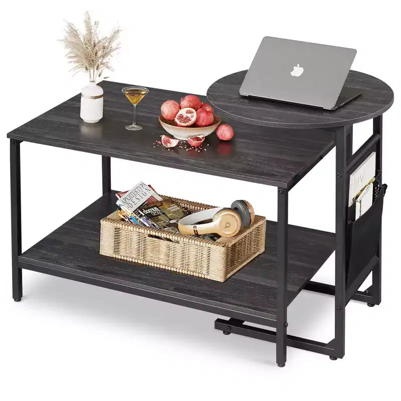 DEXYLLO Coffee Table, 31.3 and 18.7 Small Coffee Tables , Modern Center Table and Side Table Set with Storage Side Pouch
