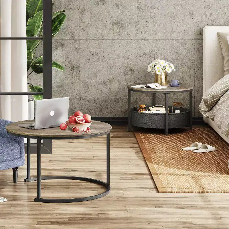 Tables basses gigognes – Tables centrales de 80 cm avec rangement