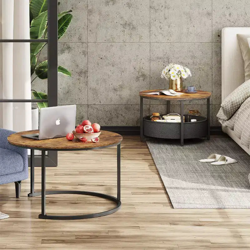 Tables basses gigognes – Tables centrales de 80 cm avec rangement