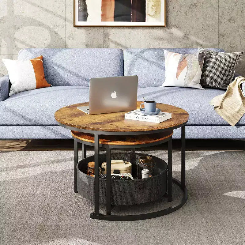 Tables basses gigognes – Tables centrales de 80 cm avec rangement