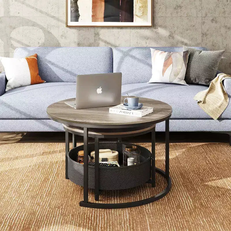 Tables basses gigognes – Tables centrales de 80 cm avec rangement