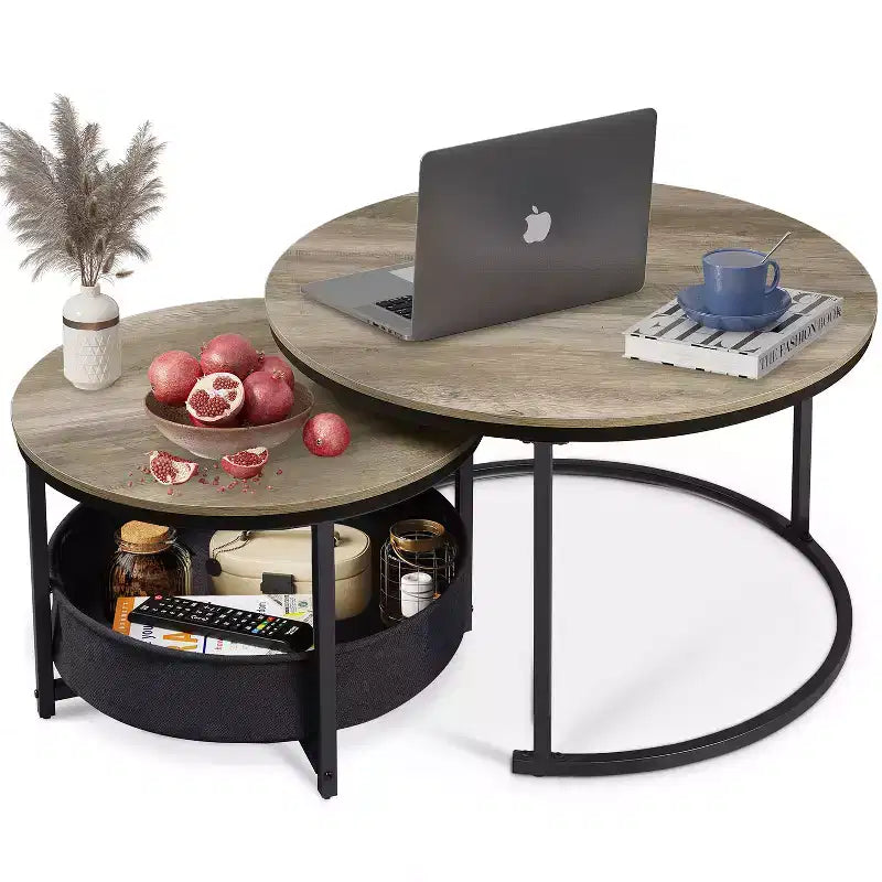 Tables basses gigognes – Tables centrales de 80 cm avec rangement