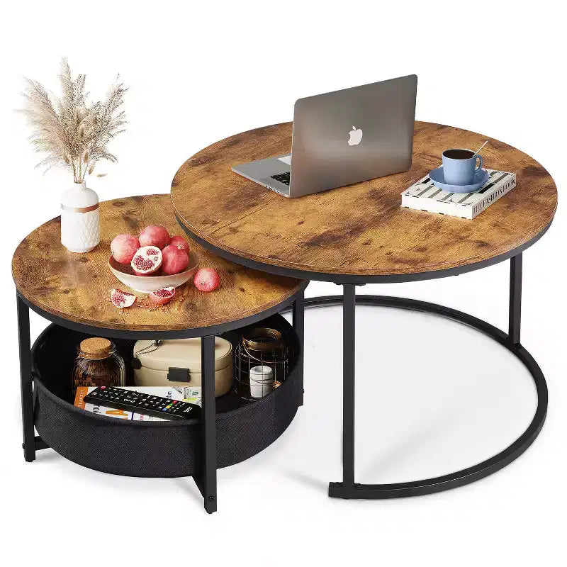 Tables basses gigognes – Tables centrales de 80 cm avec rangement