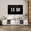 Famapy Modern Farmhouse - Style TV Console with Cross - Design Sliding Doors and Ample Storage - Ideal for Living Room Organization and Decor