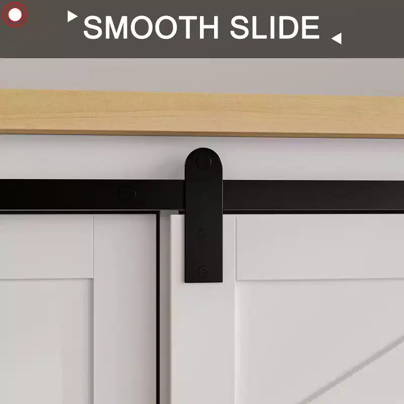 Meuble TV de style ferme moderne avec portes coulissantes à motif croix