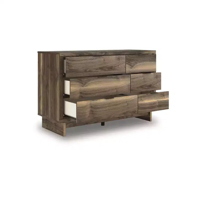 Commode moderne à 6 tiroirs – Meuble de rangement de style Mid-Century – Fini noyer brun