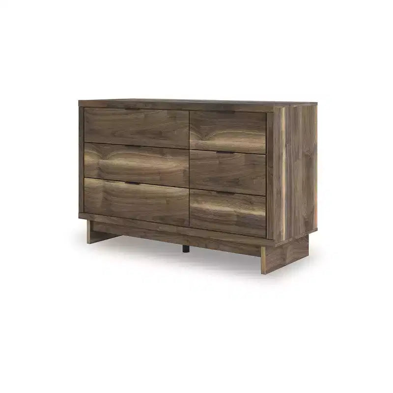 Commode moderne à 6 tiroirs – Meuble de rangement de style Mid-Century – Fini noyer brun