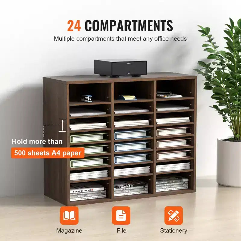 Organisateurs de Littérature, Boîte aux Lettres de Bureau à 24 Compartiments avec Étagères Réglables