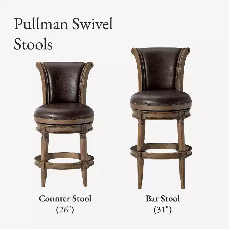 Tabourets de bar pivotants Pullman à hauteur de comptoir en similicuir