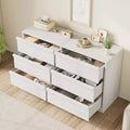 Commode 6 tiroirs pour chambre à coucher, double commode blanche avec poignées concaves