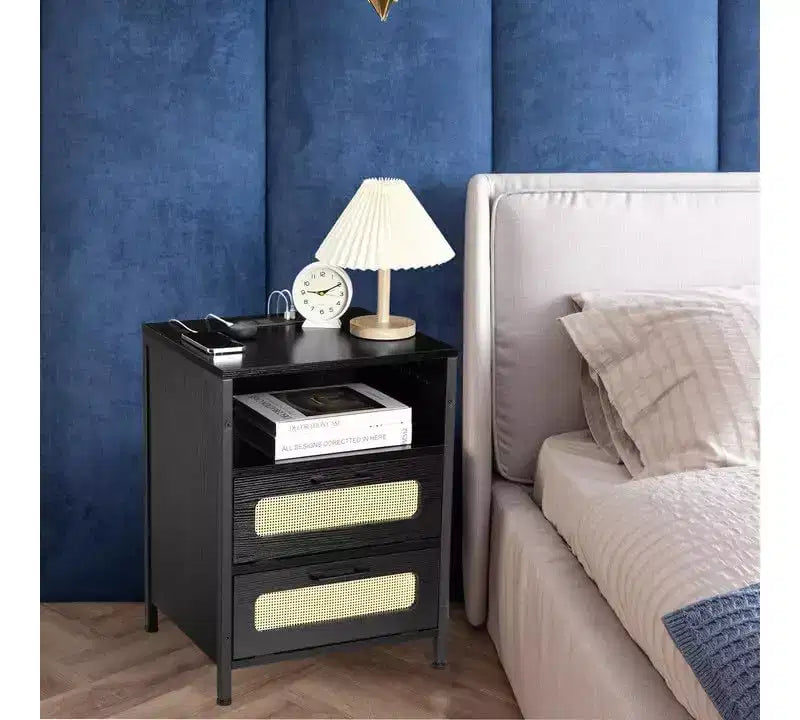 Meubles de rangement décoratifs, table de chevet avec station de recharge