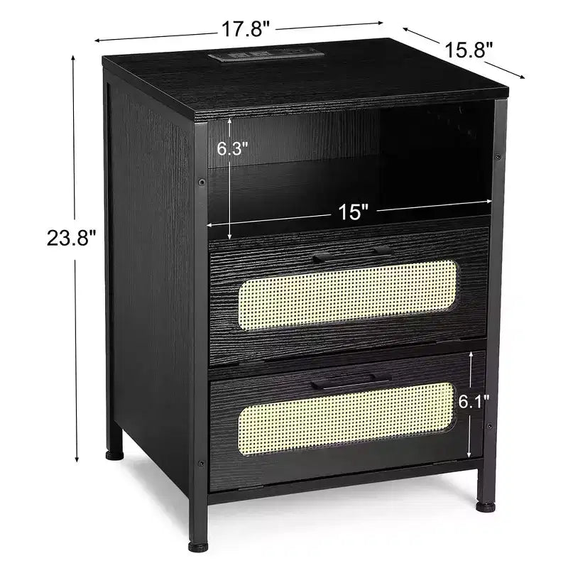 Meubles de rangement décoratifs, table de chevet avec station de recharge