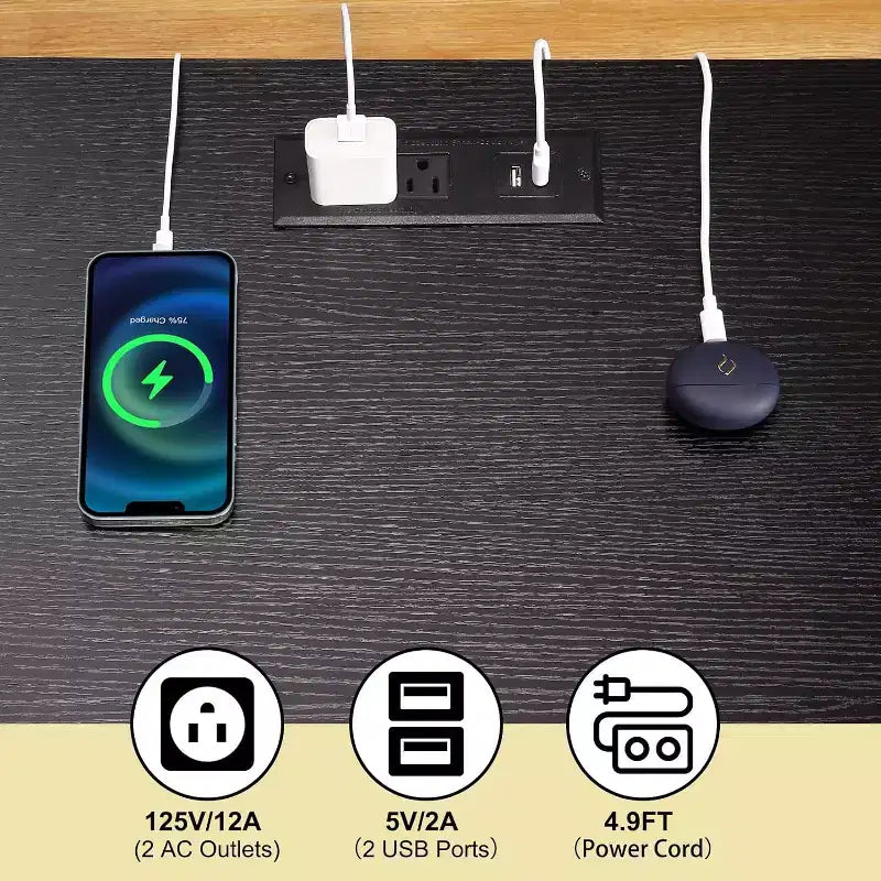 Meubles de rangement décoratifs, table de chevet avec station de recharge