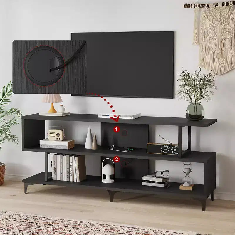Meuble TV pour téléviseurs jusqu'à 65 pouces, meuble de divertissement avec prise de courant