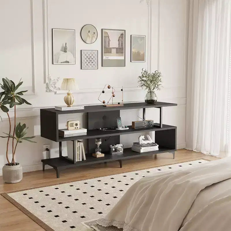 Meuble TV pour téléviseurs jusqu'à 65 pouces, meuble de divertissement avec prise de courant