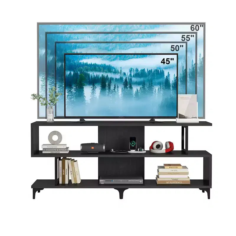Meuble TV pour téléviseurs jusqu'à 65 pouces, meuble de divertissement avec prise de courant