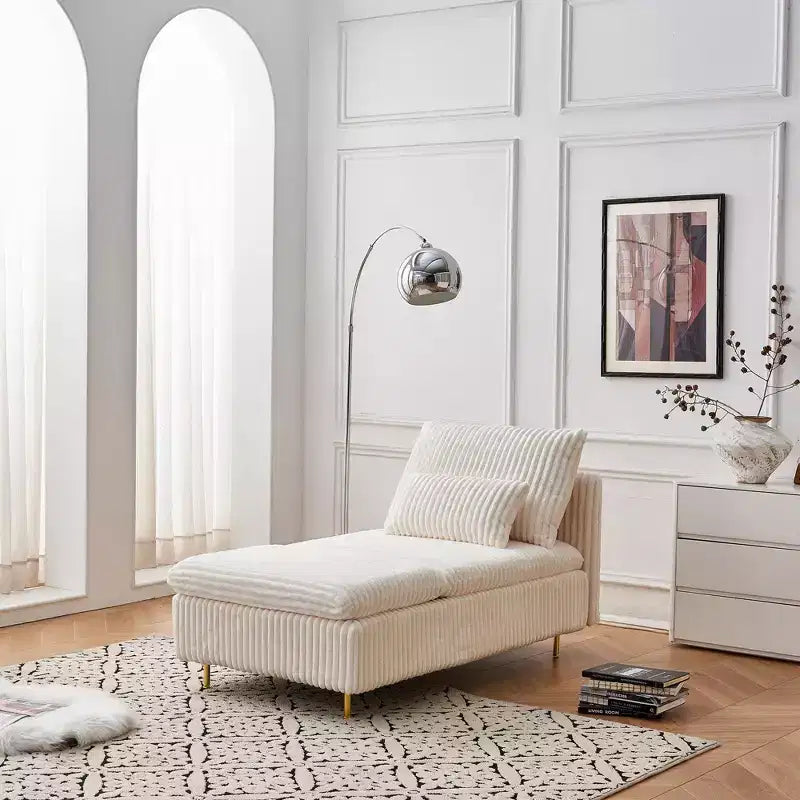 Corduroy Armchair with Ottoman, Space-Saving Convertible Sofa Chair for Dorms/Apartments