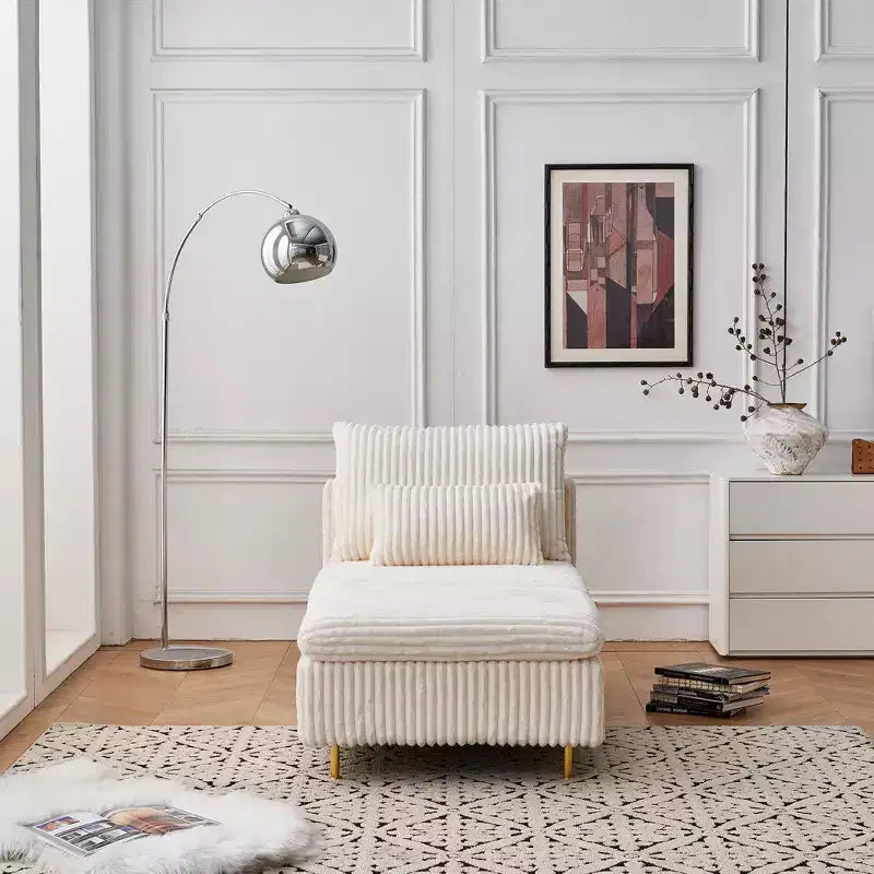 Fauteuil en velours côtelé avec ottoman, fauteuil-lit convertible compact