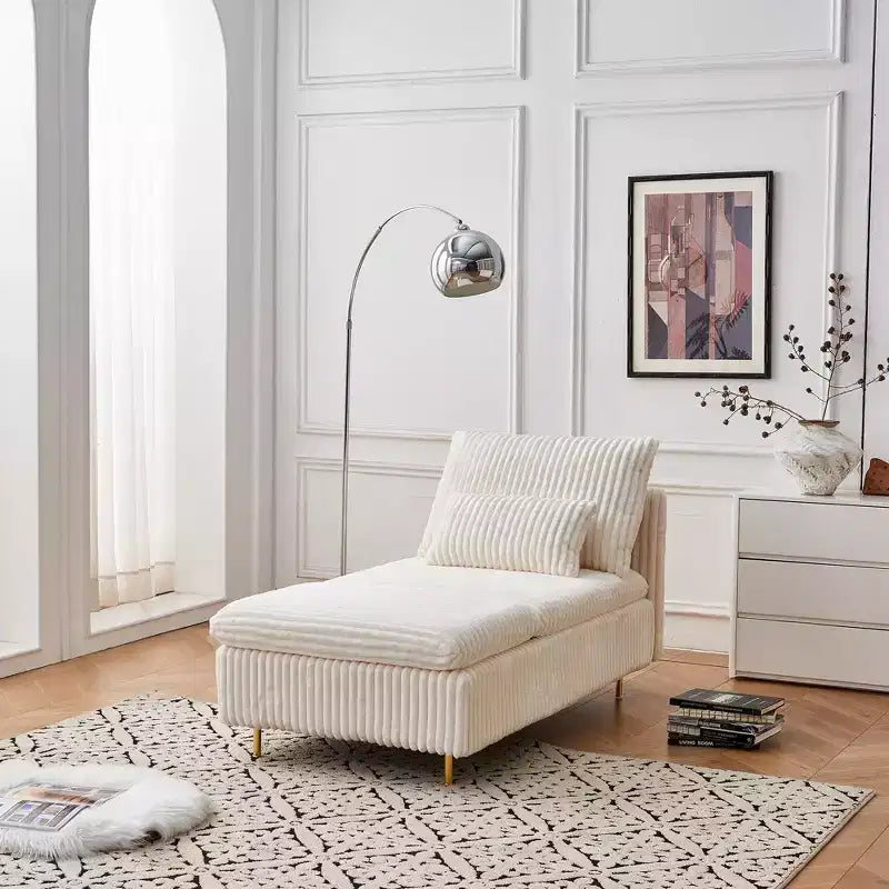 Fauteuil en velours côtelé avec ottoman, fauteuil-lit convertible compact