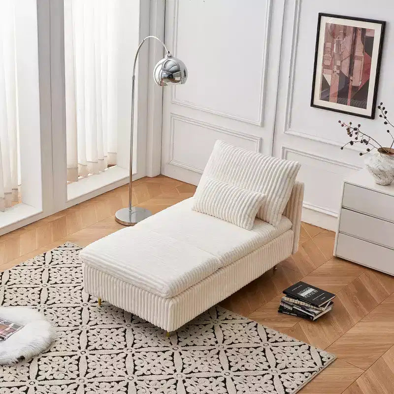Fauteuil en velours côtelé avec ottoman, fauteuil-lit convertible compact