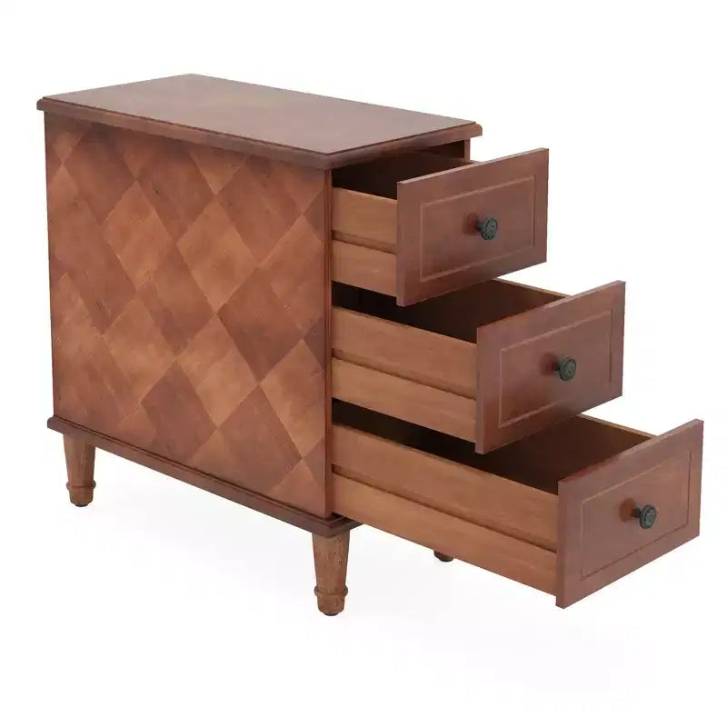 Table d'appoint étroite à 3 tiroirs en bois massif entièrement assemblée pour usage domestique