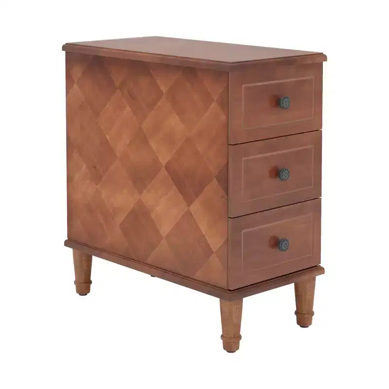 Table d'appoint étroite à 3 tiroirs en bois massif entièrement assemblée pour usage domestique