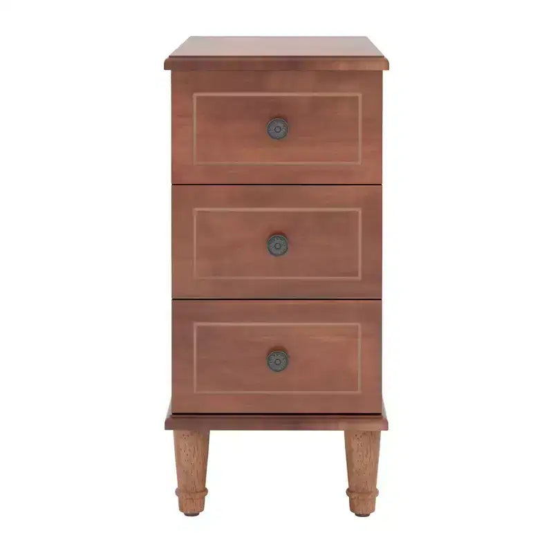 Table d'appoint étroite à 3 tiroirs en bois massif entièrement assemblée pour usage domestique