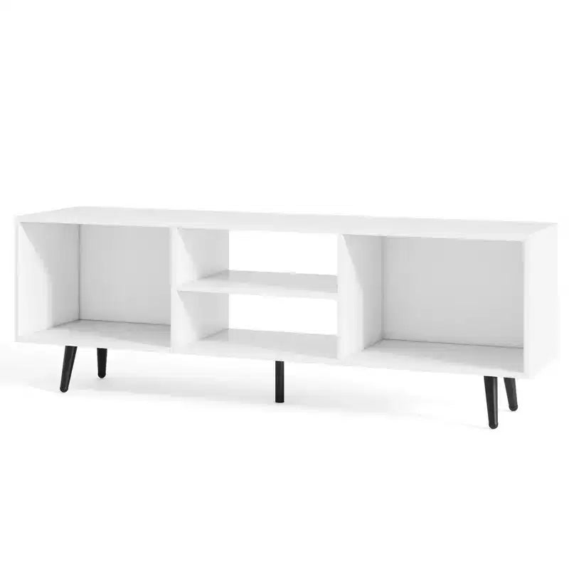 Meuble TV avec étagères de rangement pour téléviseurs de 55 pouces et pieds en métal robustes