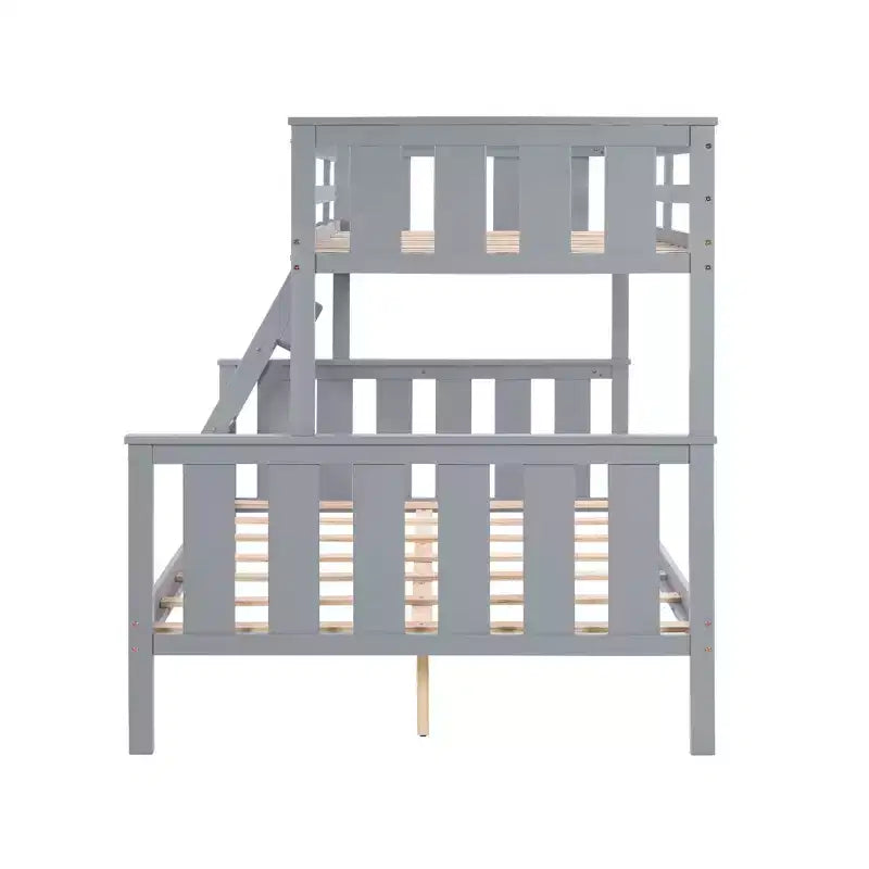 Lit superposé jumeau sur lit double pour enfants, cadre de lit en bois avec garde-corps haut et échelle